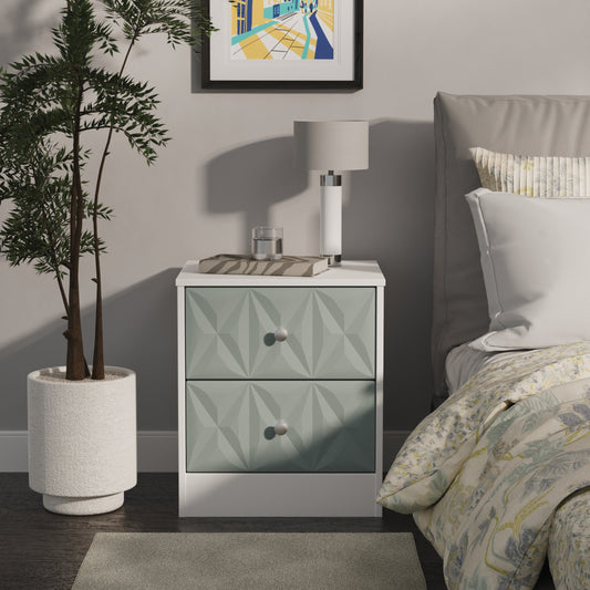 San Jose Bedside Table Teal & White 2 Drawers 45cm