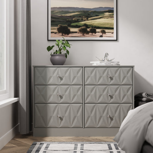 San Jose Large Chest of Drawers Grey 6 Drawers 115cm