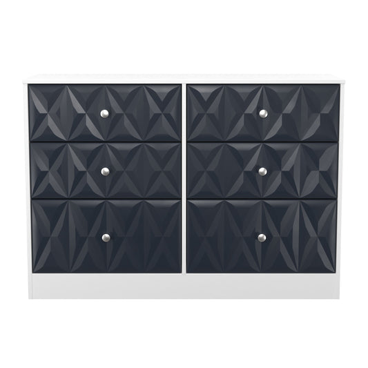 San Jose Large Chest of Drawers Dark Grey & White 6 Drawers 115cm