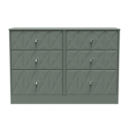 San Jose Large Chest of Drawers Green 6 Drawers 115cm