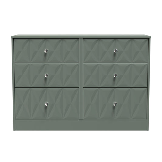 San Jose Large Chest of Drawers Green 6 Drawers 115cm