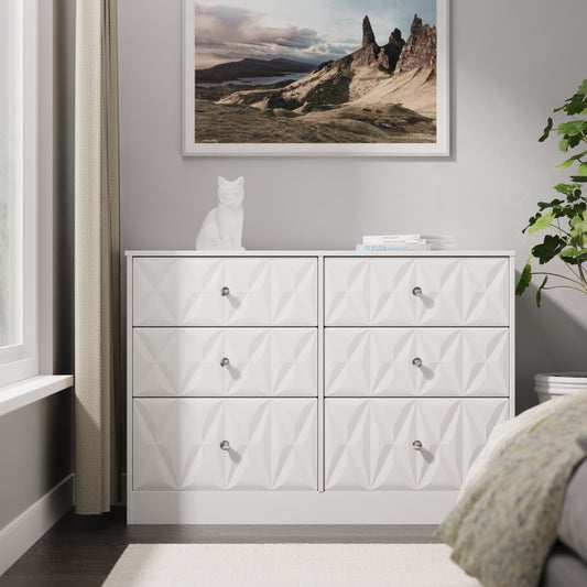 San Jose Large Chest of Drawers White 6 Drawers 115cm