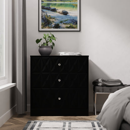 San Jose Chest of Drawers Black 3 Drawers 77cm