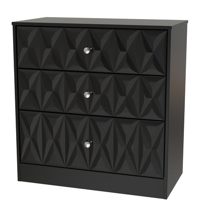 San Jose Chest of Drawers Black 3 Drawers 77cm