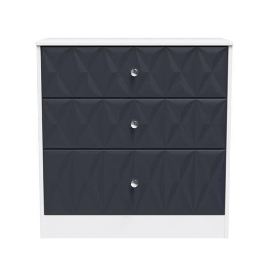 San Jose Chest of Drawers Dark Grey & White 3 Drawers 77cm
