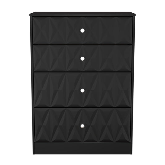 San Jose Tall Chest of Drawers Black 4 Drawers 77cm