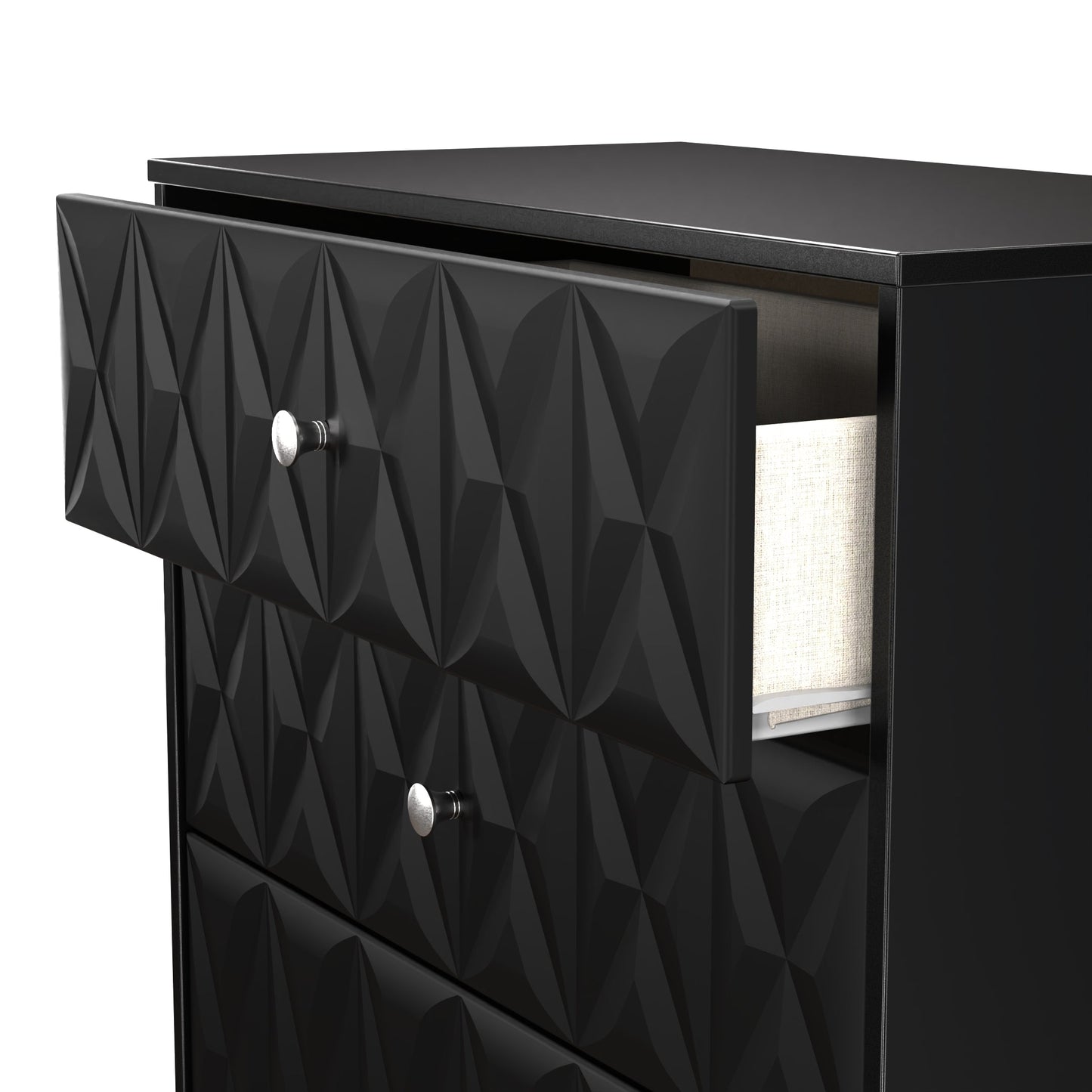 San Jose Tall Chest of Drawers Black 4 Drawers 77cm
