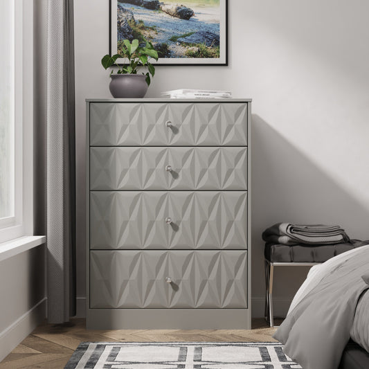San Jose Tall Chest of Drawers Grey 4 Drawers 77cm