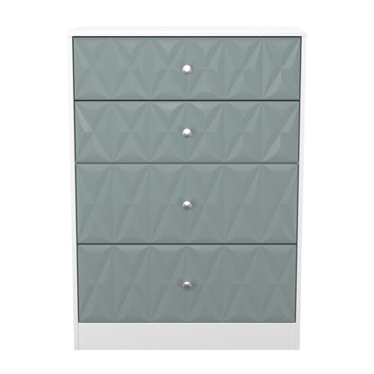 San Jose Tall Chest of Drawers Teal & White 4 Drawers 77cm