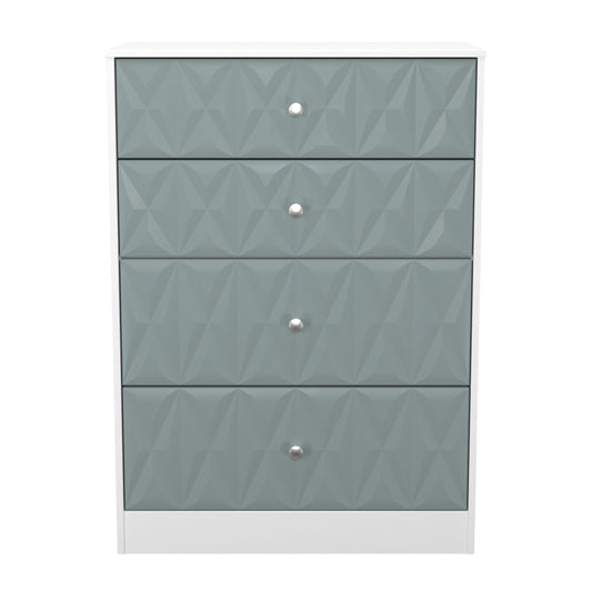 San Jose Tall Chest of Drawers Teal & White 4 Drawers 77cm