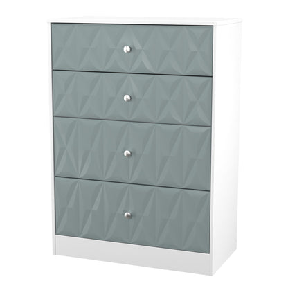 San Jose Tall Chest of Drawers Teal & White 4 Drawers 77cm