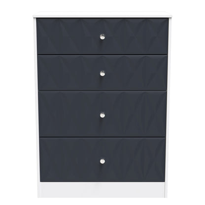 San Jose Tall Chest of Drawers Dark Grey & White 4 Drawers 77cm