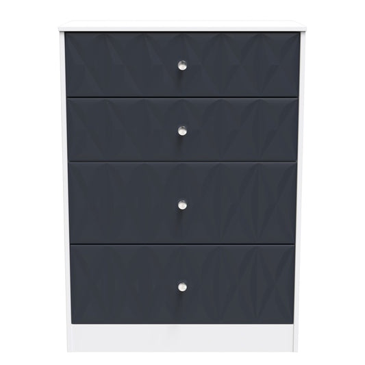 San Jose Tall Chest of Drawers Dark Grey & White 4 Drawers 77cm