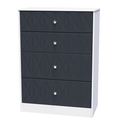 San Jose Tall Chest of Drawers Dark Grey & White 4 Drawers 77cm