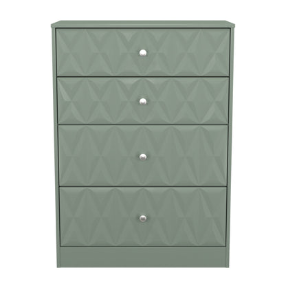 San Jose Tall Chest of Drawers Green 4 Drawers 77cm