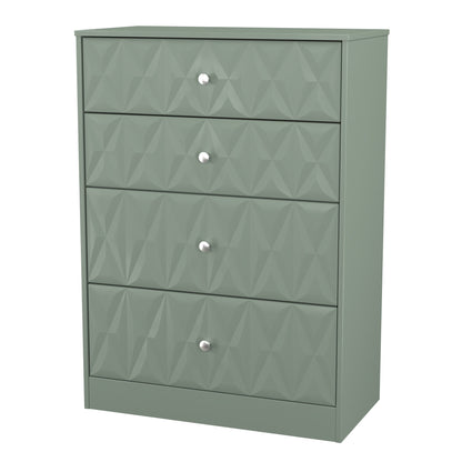 San Jose Tall Chest of Drawers Green 4 Drawers 77cm