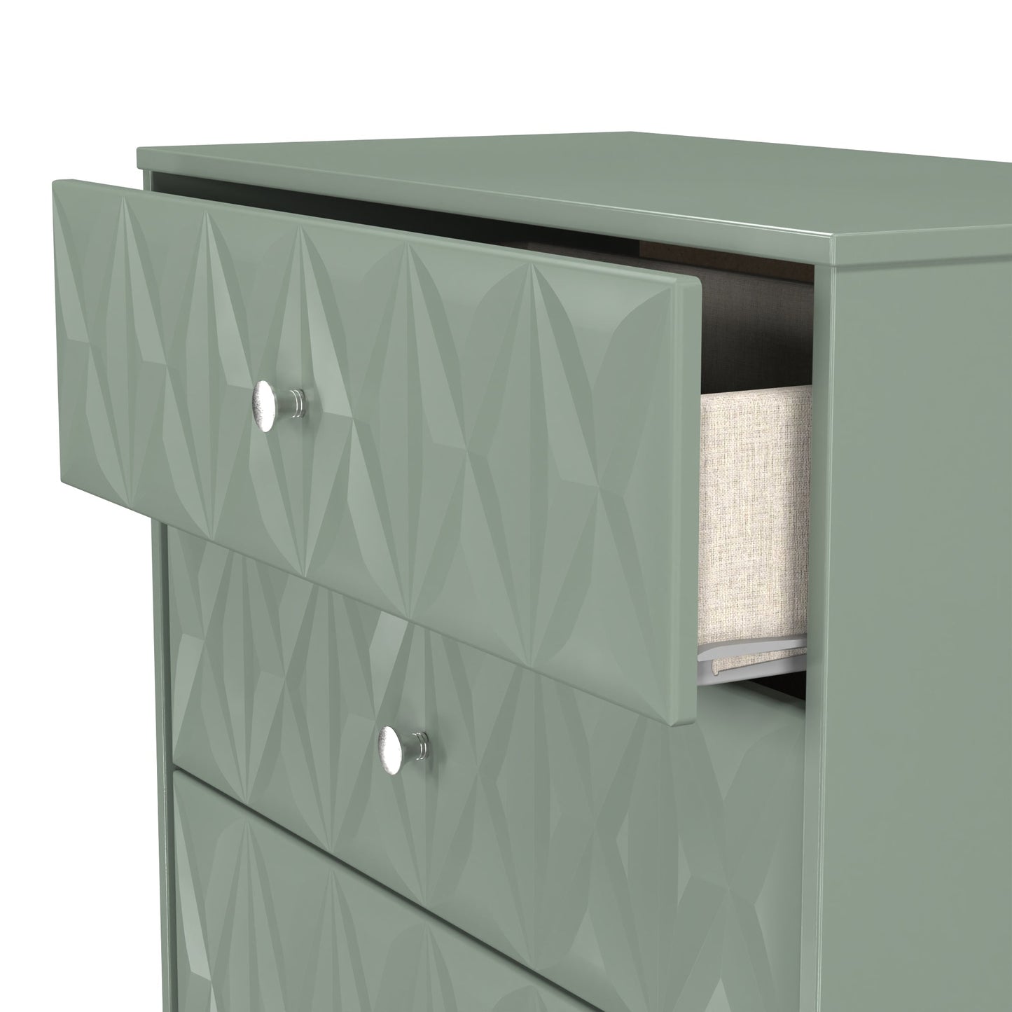 San Jose Tall Chest of Drawers Green 4 Drawers 77cm