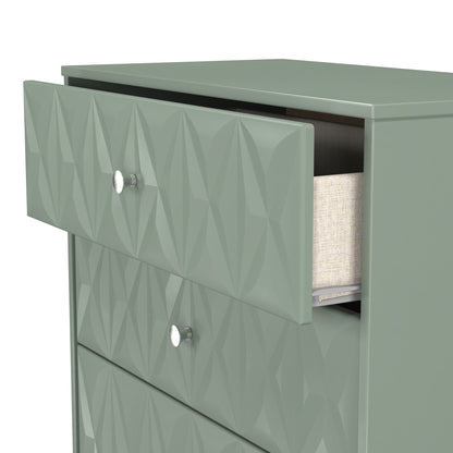 San Jose Tall Chest of Drawers Green 4 Drawers 77cm
