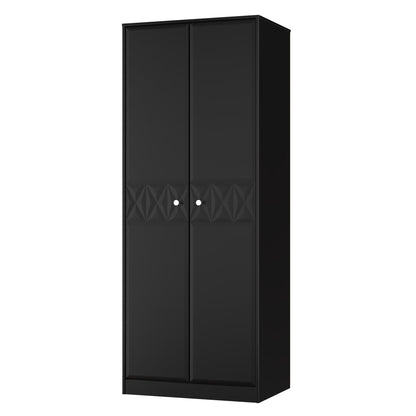 San Jose Tall Wardrobe Black 2 Doors 1 Shelf 77cm