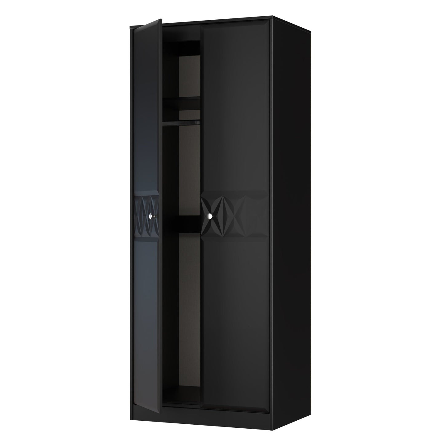 San Jose Tall Wardrobe Black 2 Doors 1 Shelf 77cm