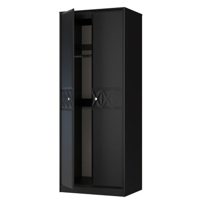 San Jose Tall Wardrobe Black 2 Doors 1 Shelf 77cm