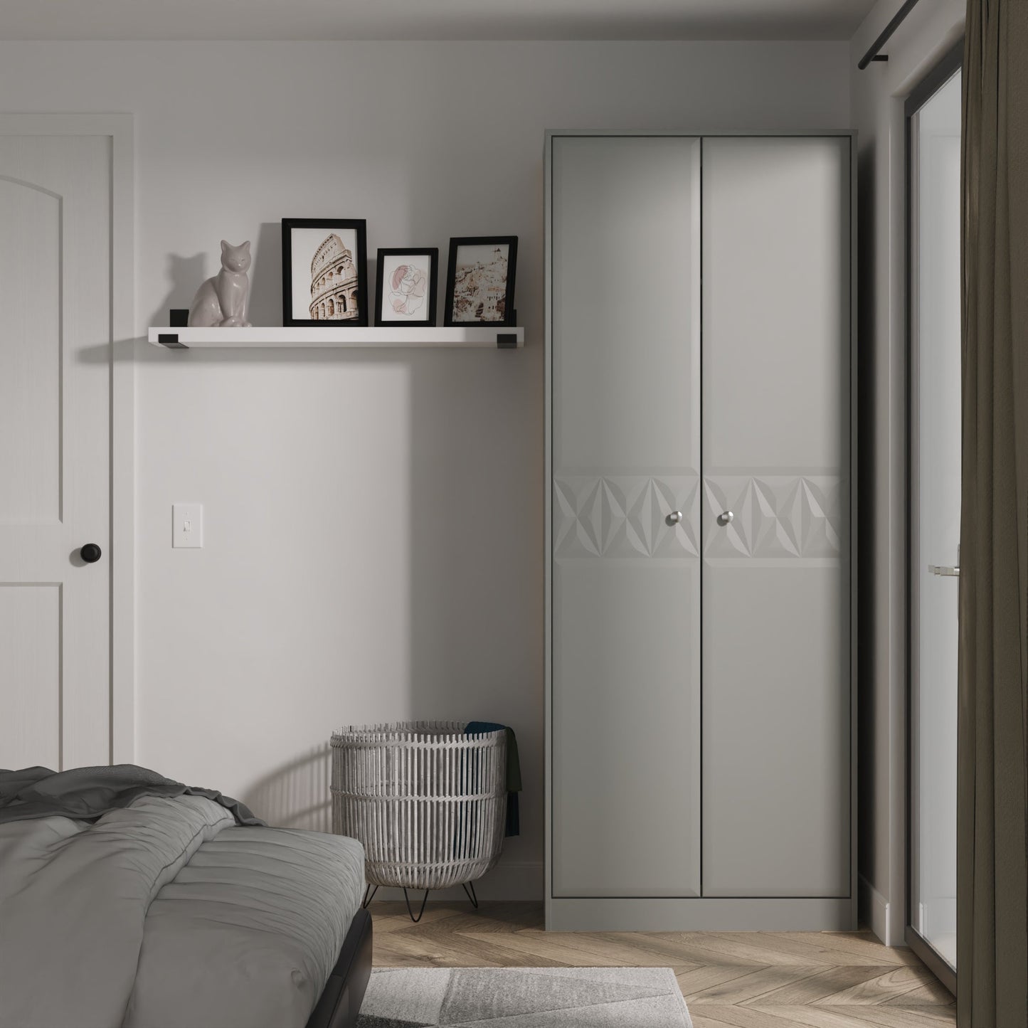 San Jose Tall Wardrobe Grey 2 Doors 1 Shelf 77cm
