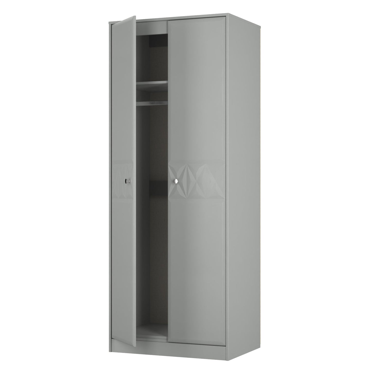 San Jose Tall Wardrobe Grey 2 Doors 1 Shelf 77cm