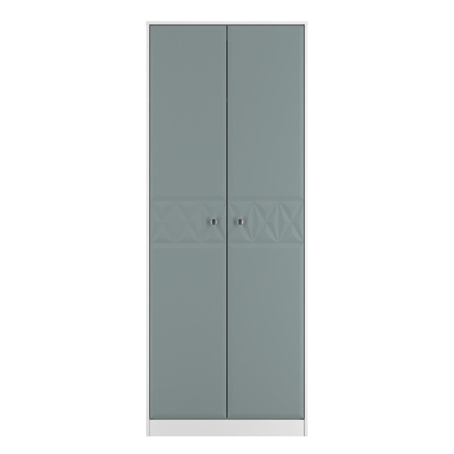 San Jose Tall Wardrobe Teal & White 2 Doors 1 Shelf 77cm