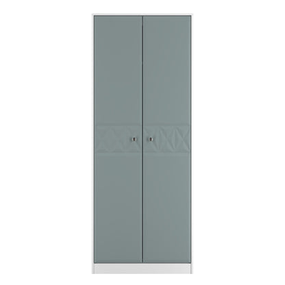 San Jose Tall Wardrobe Teal & White 2 Doors 1 Shelf 77cm