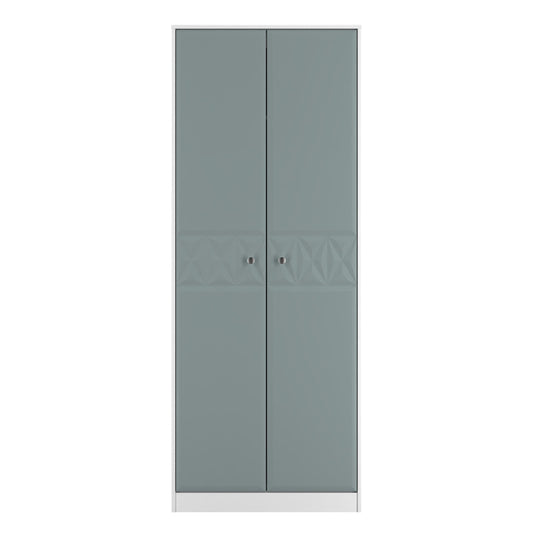 San Jose Tall Wardrobe Teal & White 2 Doors 1 Shelf 77cm