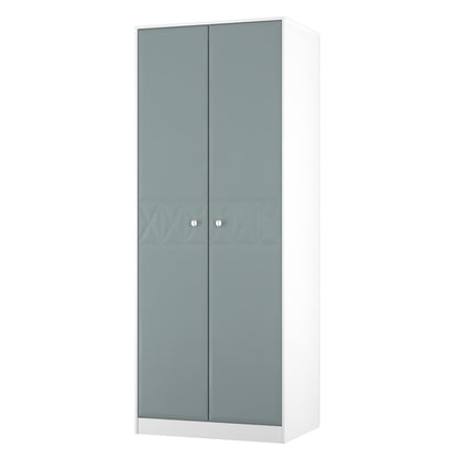 San Jose Tall Wardrobe Teal & White 2 Doors 1 Shelf 77cm