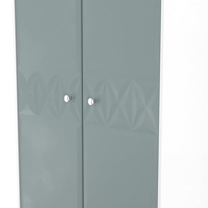 San Jose Tall Wardrobe Teal & White 2 Doors 1 Shelf 77cm