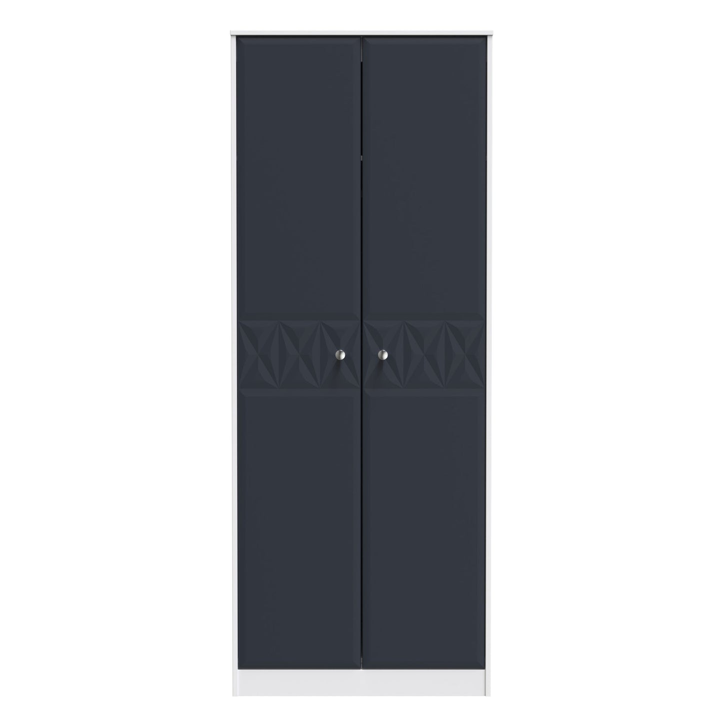 San Jose Tall Wardrobe Dark Grey & White 2 Doors 1 Shelf 77cm