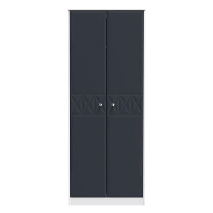 San Jose Tall Wardrobe Dark Grey & White 2 Doors 1 Shelf 77cm