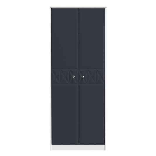 San Jose Tall Wardrobe Dark Grey & White 2 Doors 1 Shelf 77cm