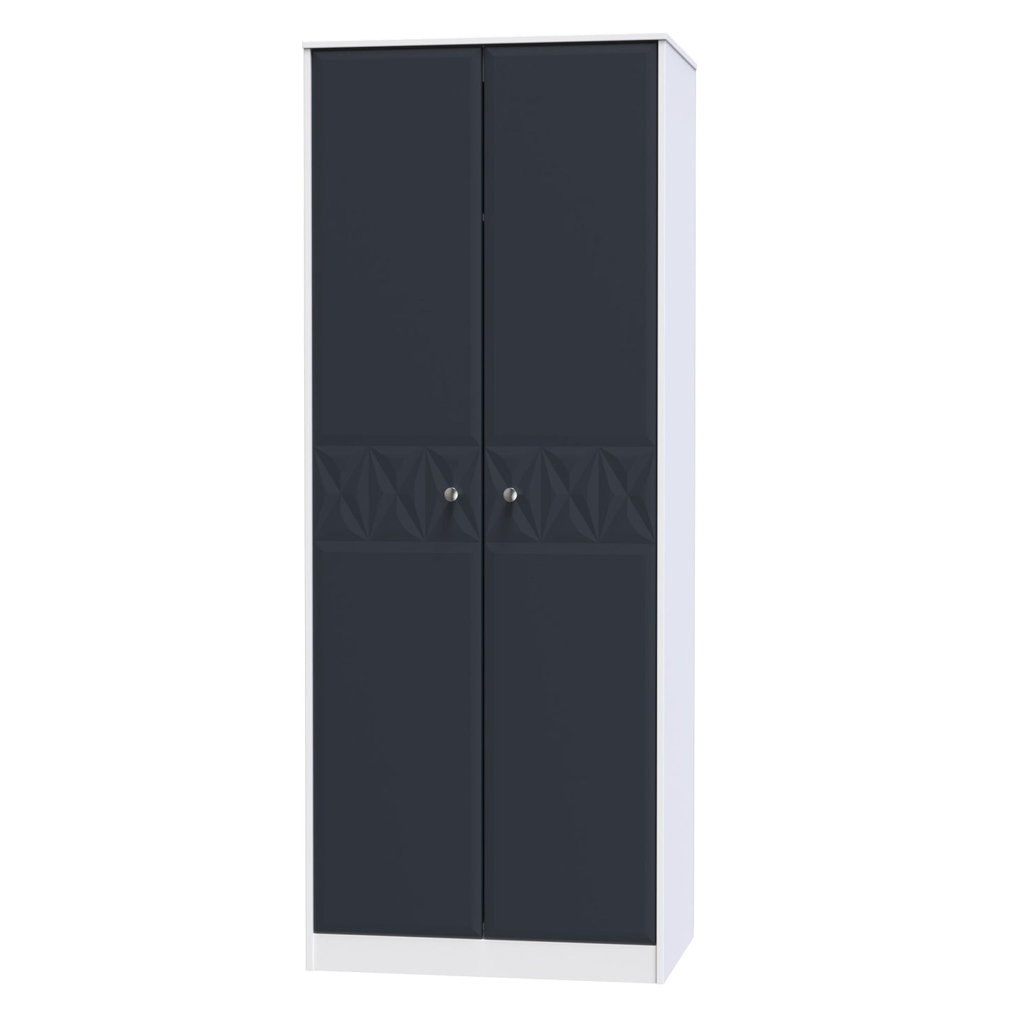 San Jose Tall Wardrobe Dark Grey & White 2 Doors 1 Shelf 77cm