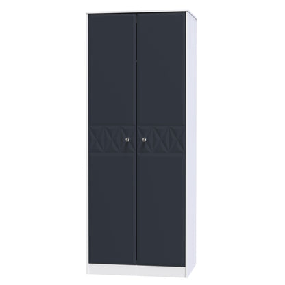 San Jose Tall Wardrobe Dark Grey & White 2 Doors 1 Shelf 77cm