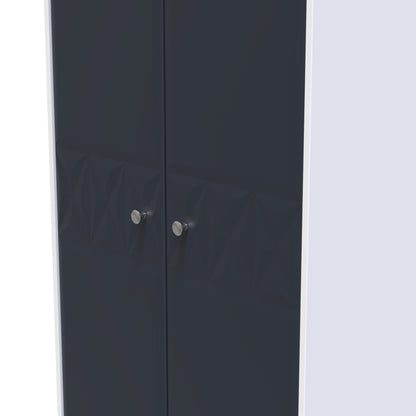 San Jose Tall Wardrobe Dark Grey & White 2 Doors 1 Shelf 77cm