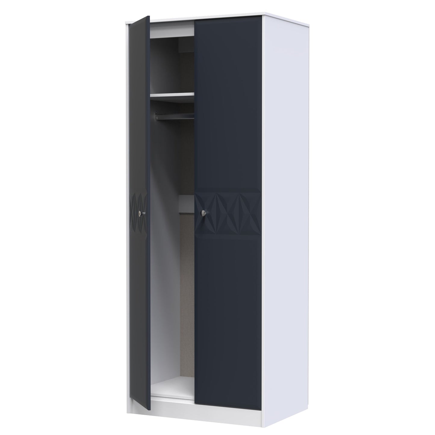 San Jose Tall Wardrobe Dark Grey & White 2 Doors 1 Shelf 77cm