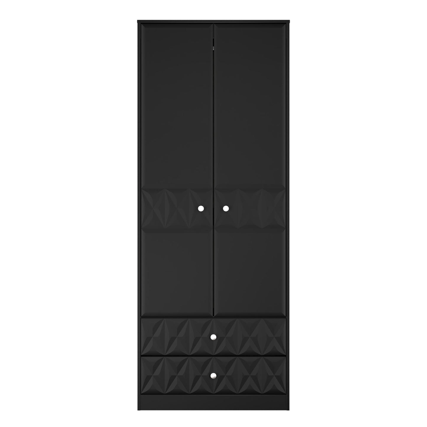 San Jose Tall Wardrobe Black 2 Doors 2 Drawers 77cm