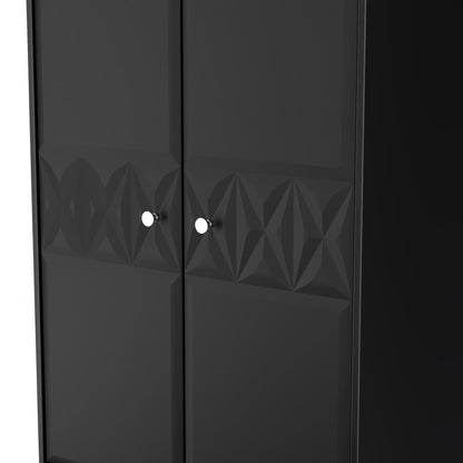 San Jose Tall Wardrobe Black 2 Doors 2 Drawers 77cm