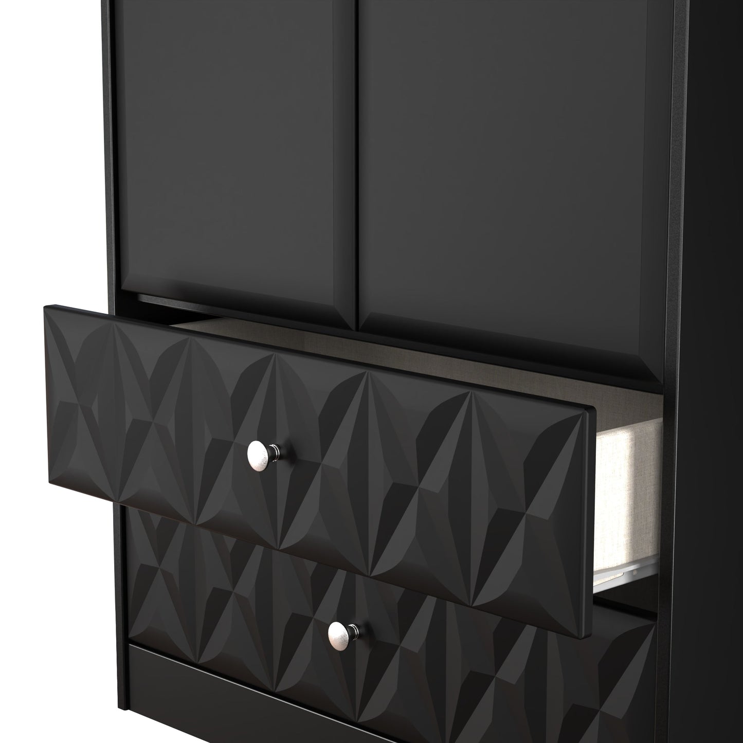 San Jose Tall Wardrobe Black 2 Doors 2 Drawers 77cm