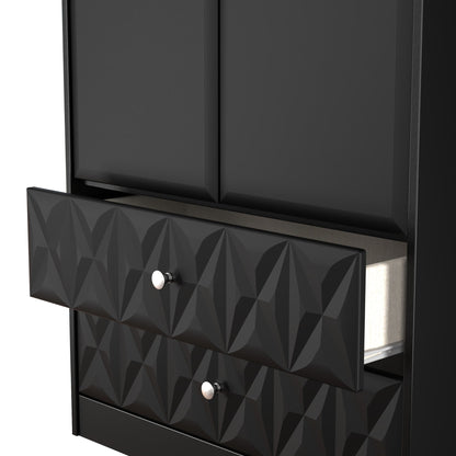 San Jose Tall Wardrobe Black 2 Doors 2 Drawers 77cm