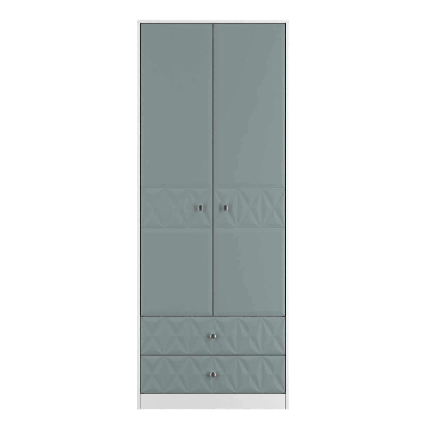 San Jose Tall Wardrobe Teal & White 2 Doors 2 Drawers 77cm