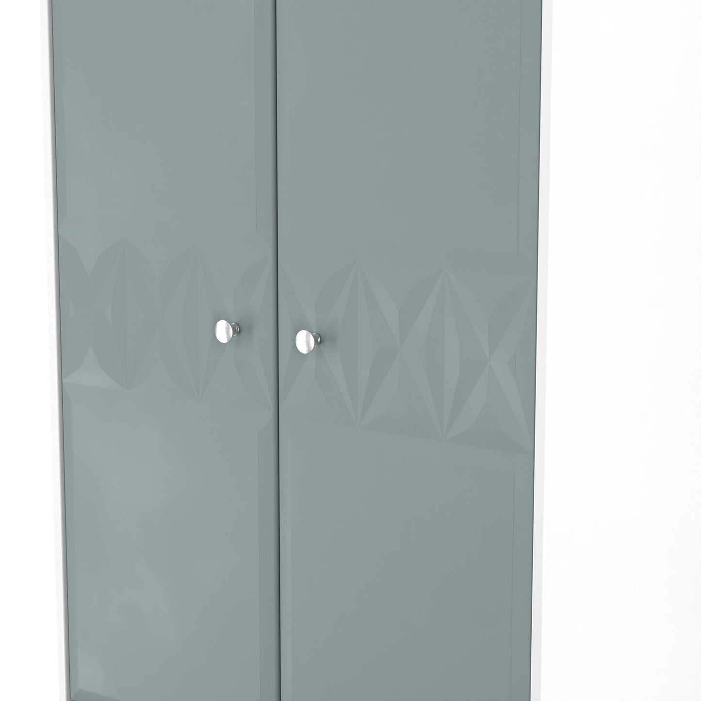San Jose Tall Wardrobe Teal & White 2 Doors 2 Drawers 77cm