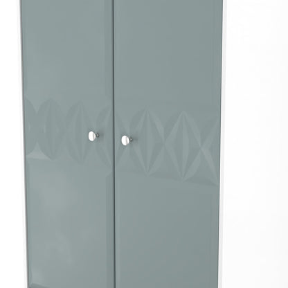 San Jose Tall Wardrobe Teal & White 2 Doors 2 Drawers 77cm