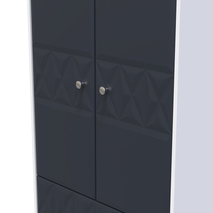 San Jose Tall Wardrobe Dark Grey & White 2 Doors 2 Drawers 77cm