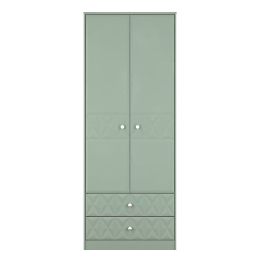 San Jose Tall Wardrobe Green 2 Doors 2 Drawers 77cm