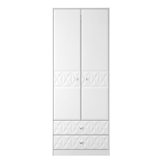 San Jose Tall Wardrobe White 2 Doors 2 Drawers 77cm