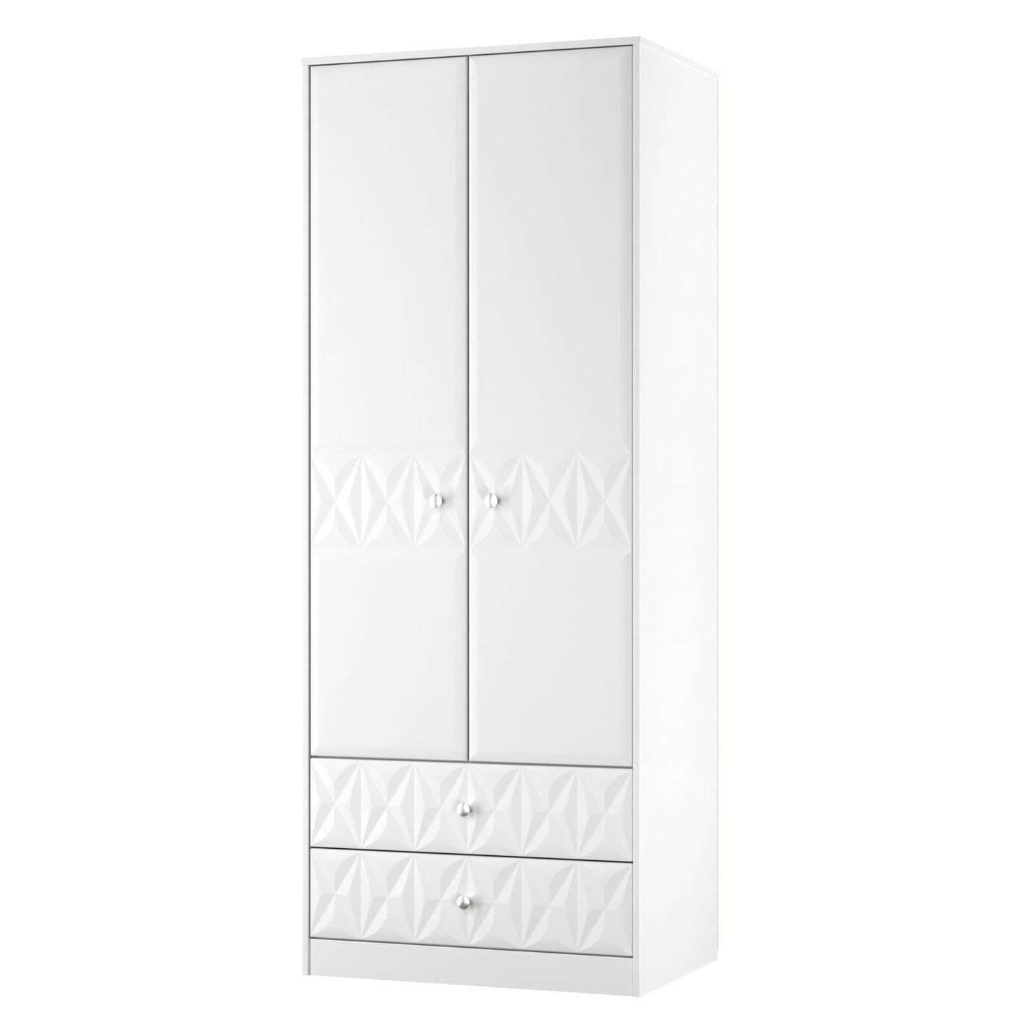 San Jose Tall Wardrobe White 2 Doors 2 Drawers 77cm